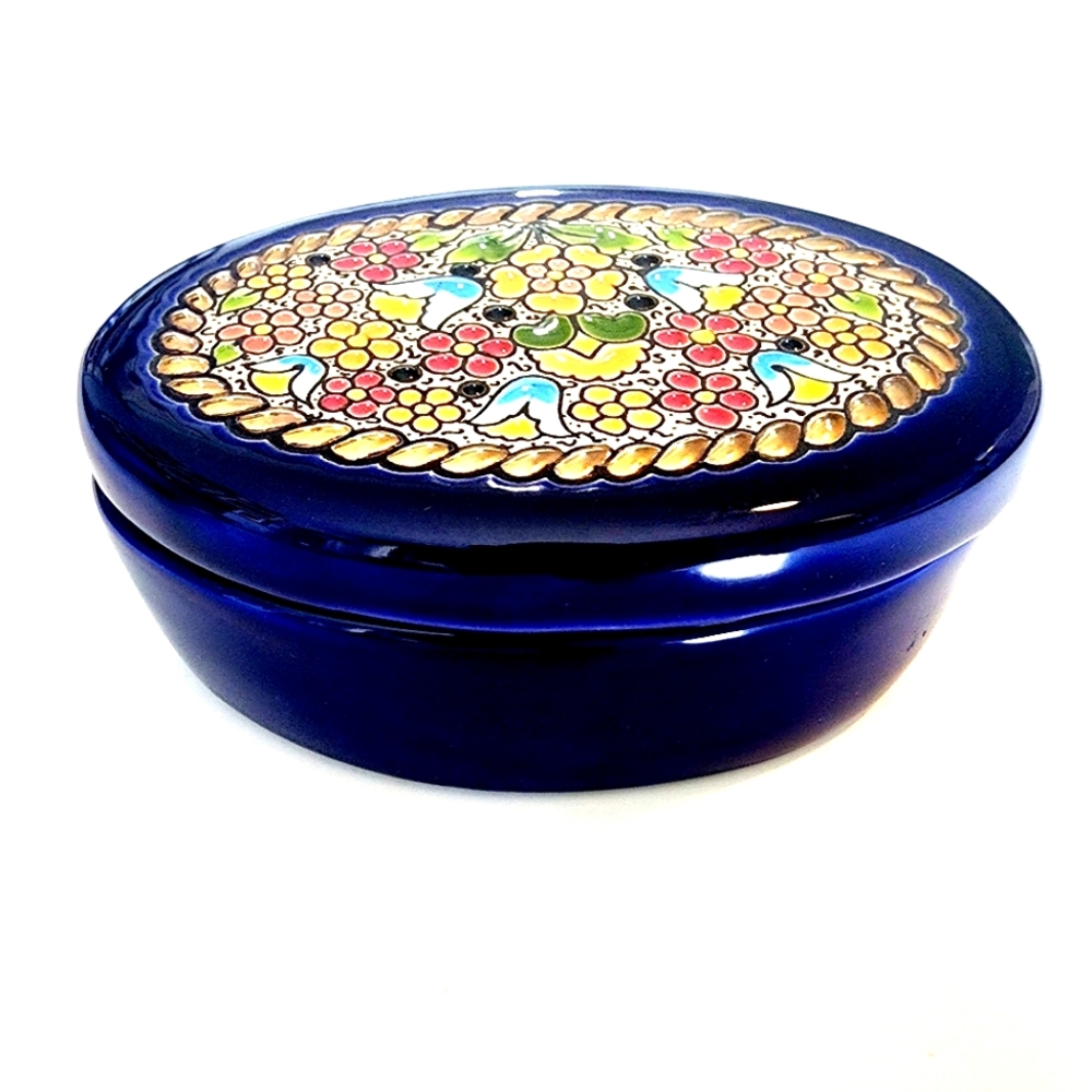 24k Gold Enamel Porcelain Lid and Porcelain Box.